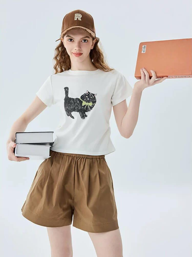 Drop Shoulder Crewneck Cotton T-Shirt