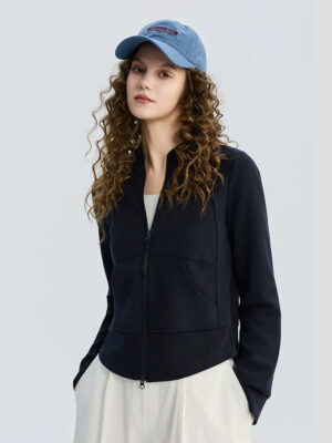 Slim Fit Mock-Neck Knit Jacket