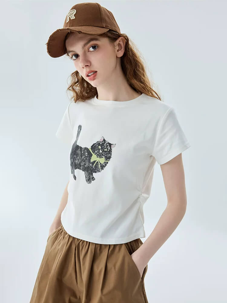 Drop Shoulder Crewneck Cotton T-Shirt - Image 2