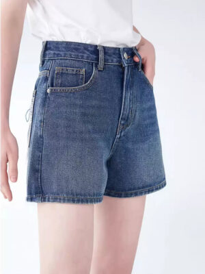 High-Waist Lace-Up Denim Shorts