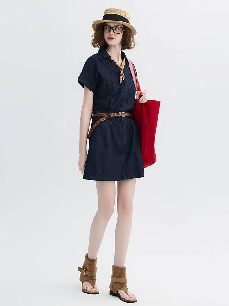 Tailored Shirt Dress with Scarf Detail